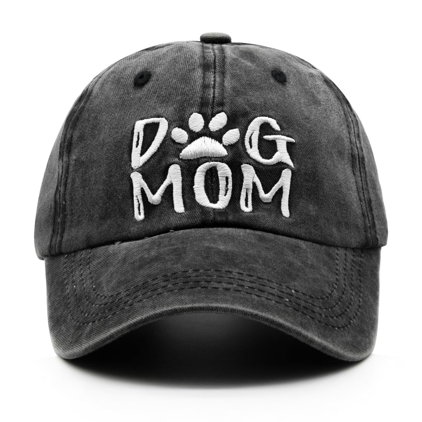Women'S Dog Mom Hat, Washed Adjustable Embroidered Denim Baseball Cap