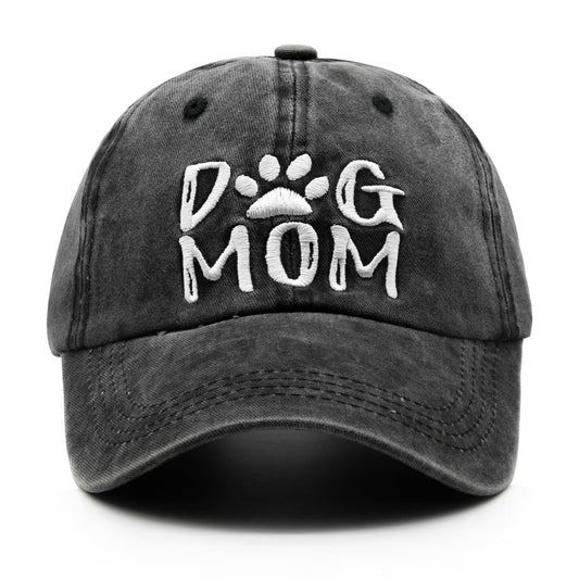 Women'S Dog Mom Hat, Washed Adjustable Embroidered Denim Baseball Cap