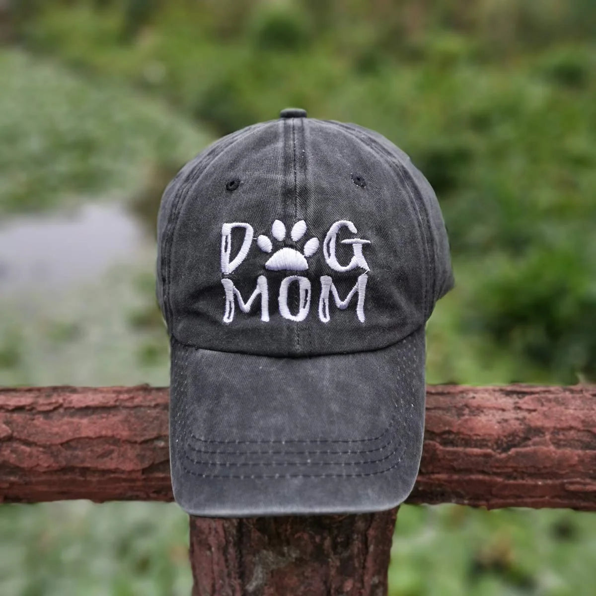 Women'S Dog Mom Hat, Washed Adjustable Embroidered Denim Baseball Cap