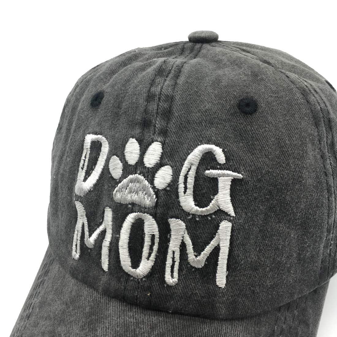 Women'S Dog Mom Hat, Washed Adjustable Embroidered Denim Baseball Cap
