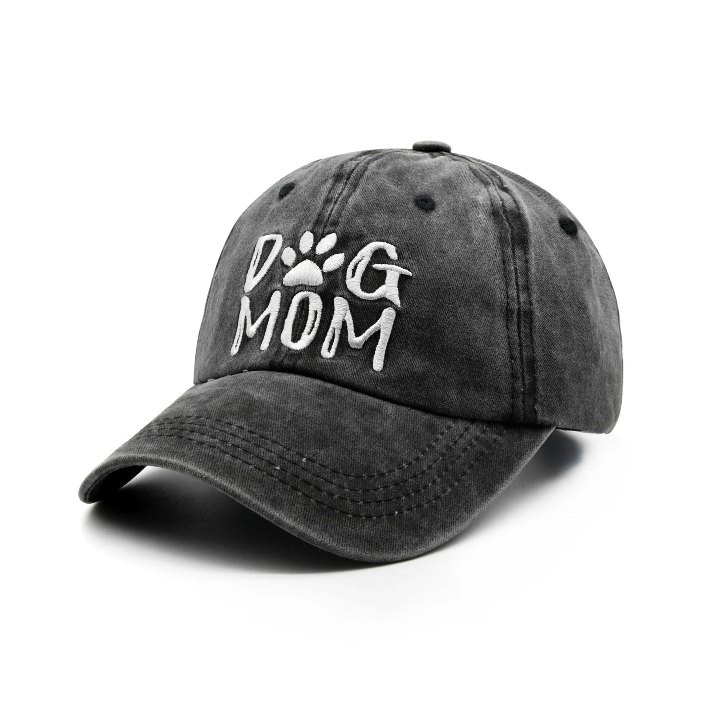 Women'S Dog Mom Hat, Washed Adjustable Embroidered Denim Baseball Cap