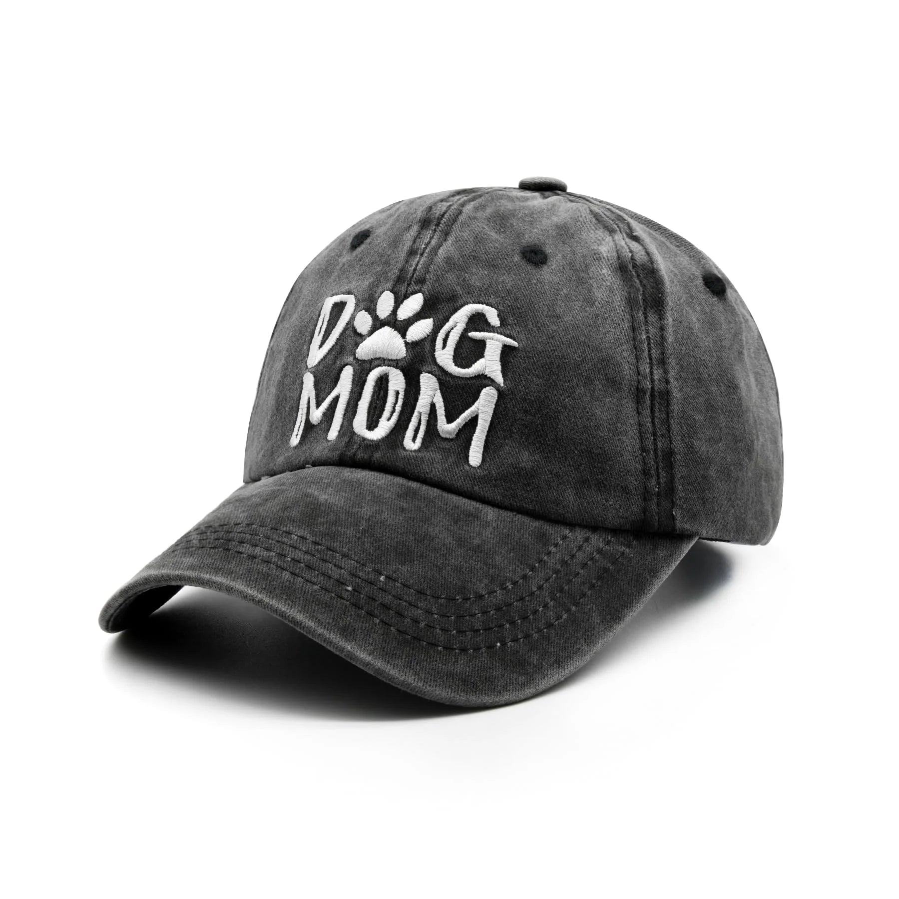 Women'S Dog Mom Hat, Washed Adjustable Embroidered Denim Baseball Cap