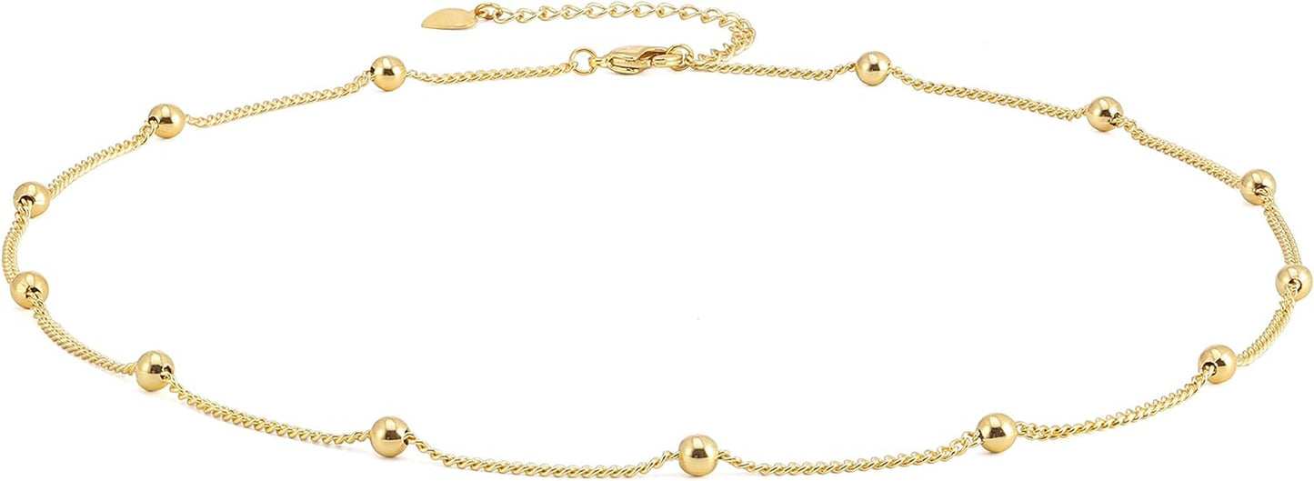 18K Gold Plated Paperclip Chain Choker Satellite Chain Freshwater Cultured Biwa Pearl Pendant Necklace Dainty Turquoise Jewelry for Women