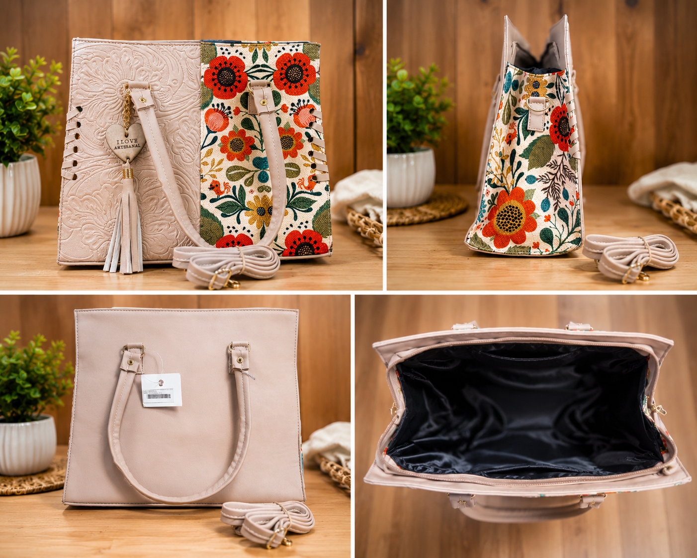 Floral Convertible Tote Bag