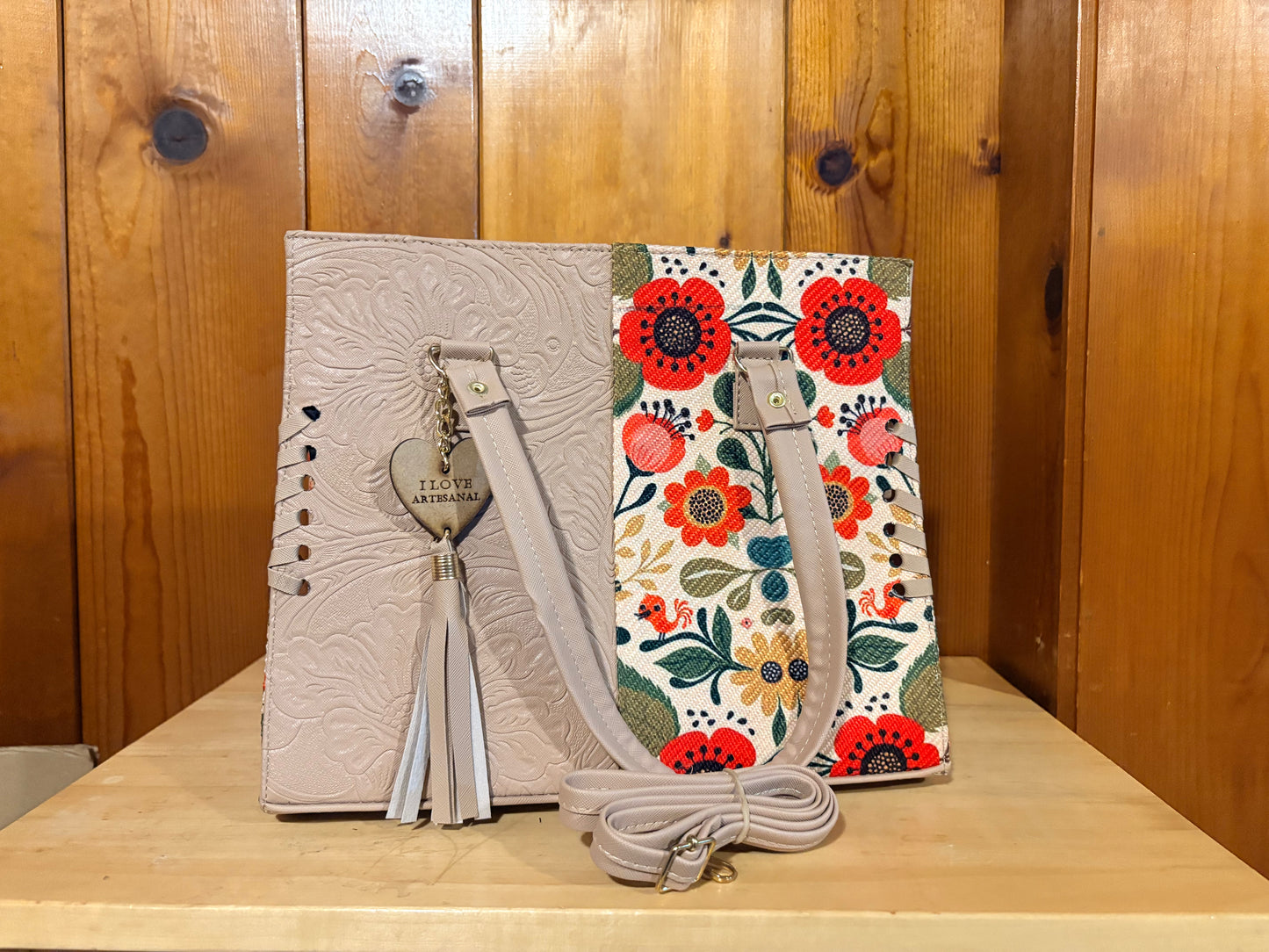 Floral Convertible Tote Bag