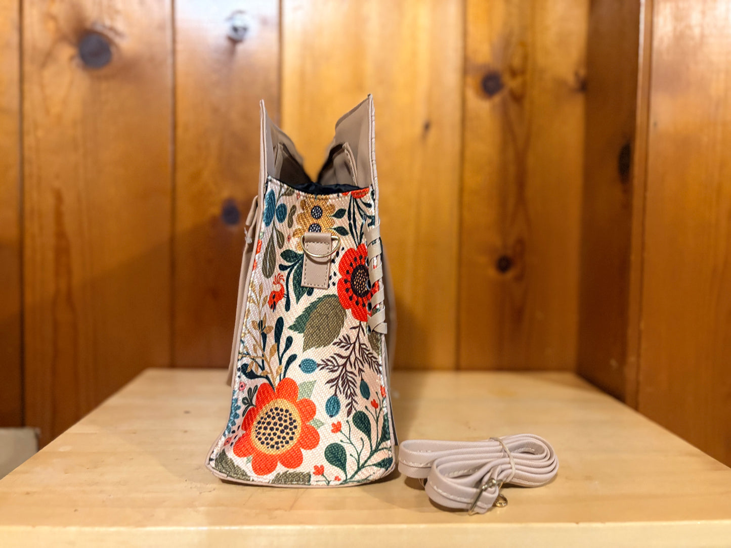 Floral Convertible Tote Bag