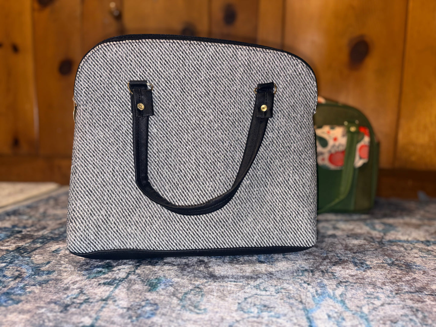 Black & White Floral Handbag