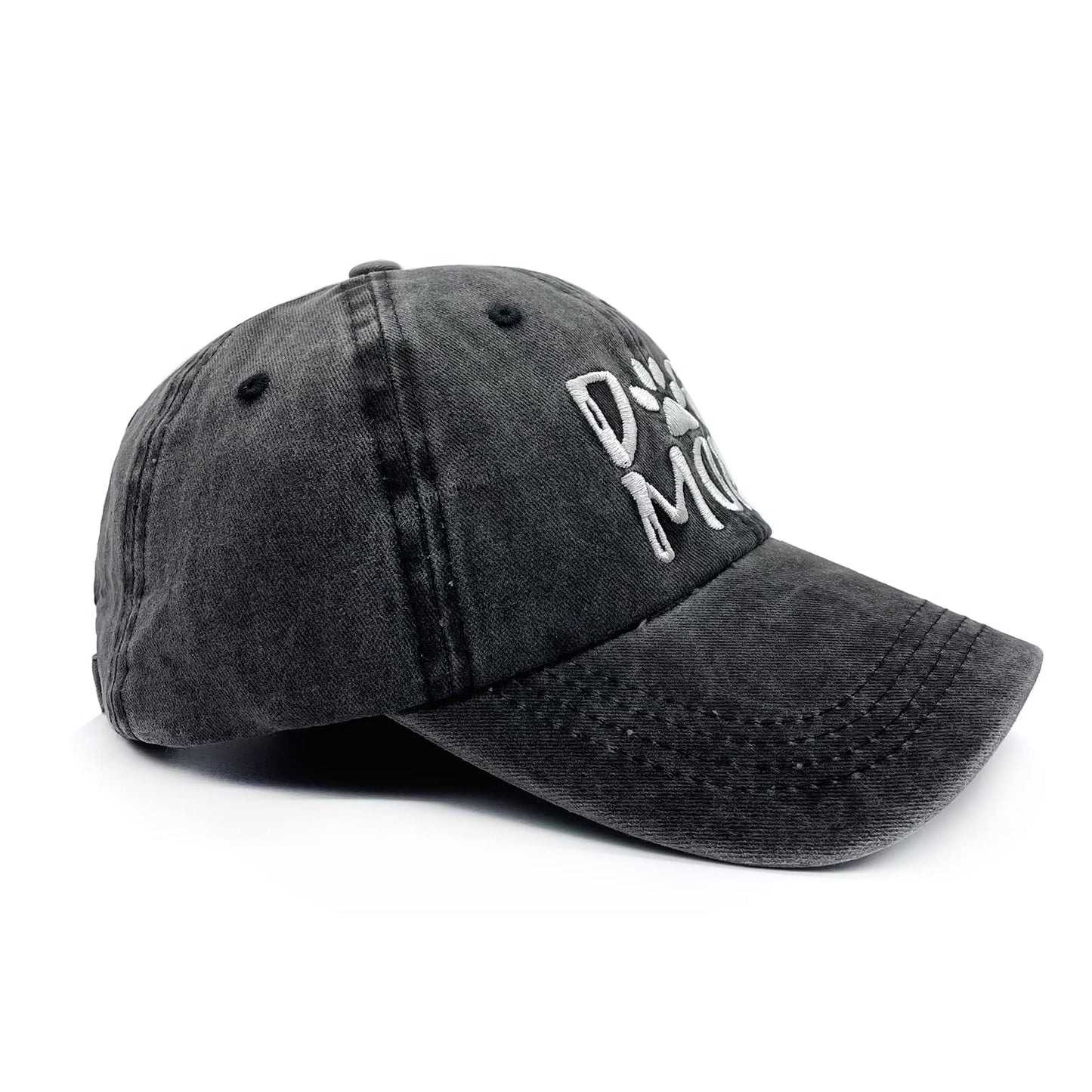 Women'S Dog Mom Hat, Washed Adjustable Embroidered Denim Baseball Cap