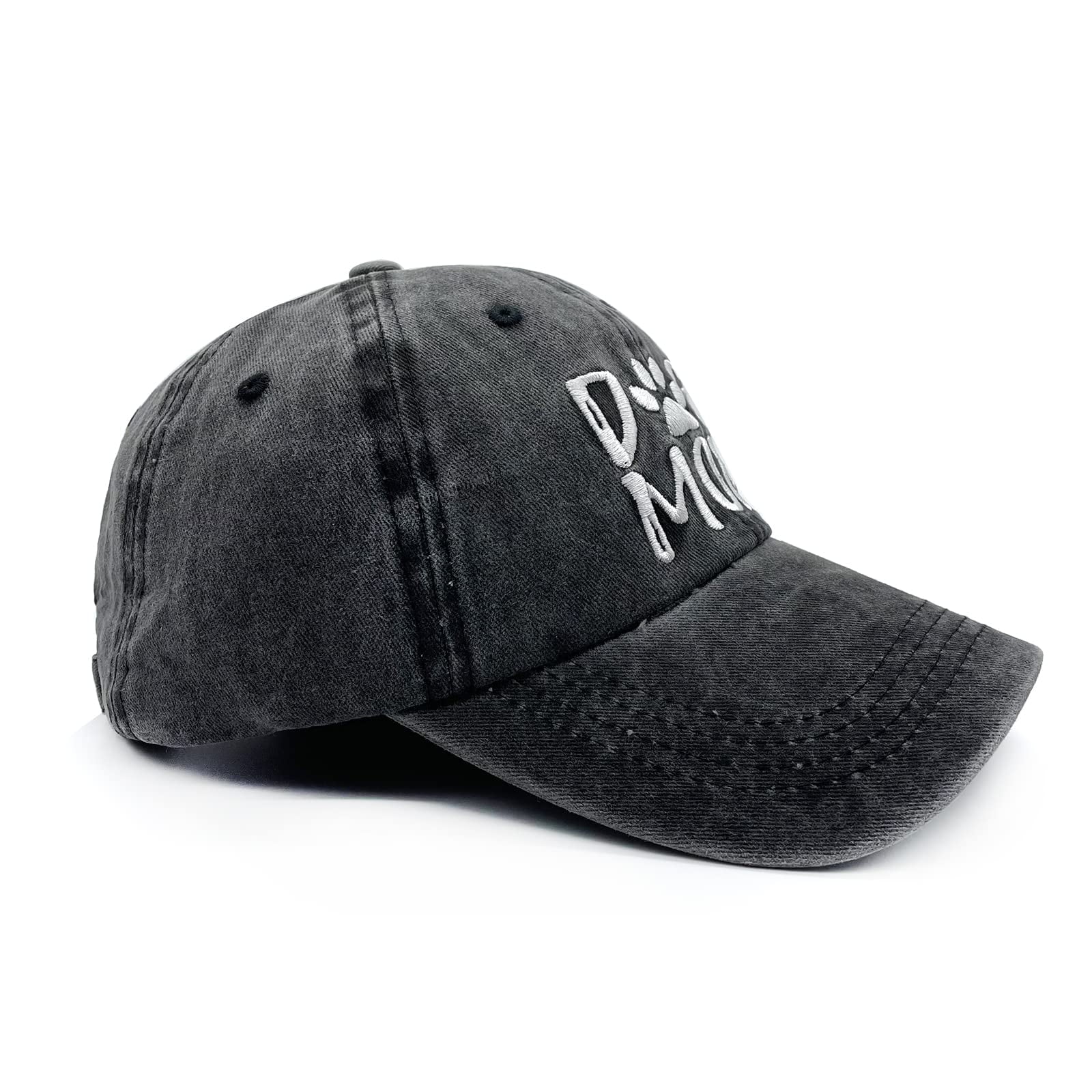 Women'S Dog Mom Hat, Washed Adjustable Embroidered Denim Baseball Cap